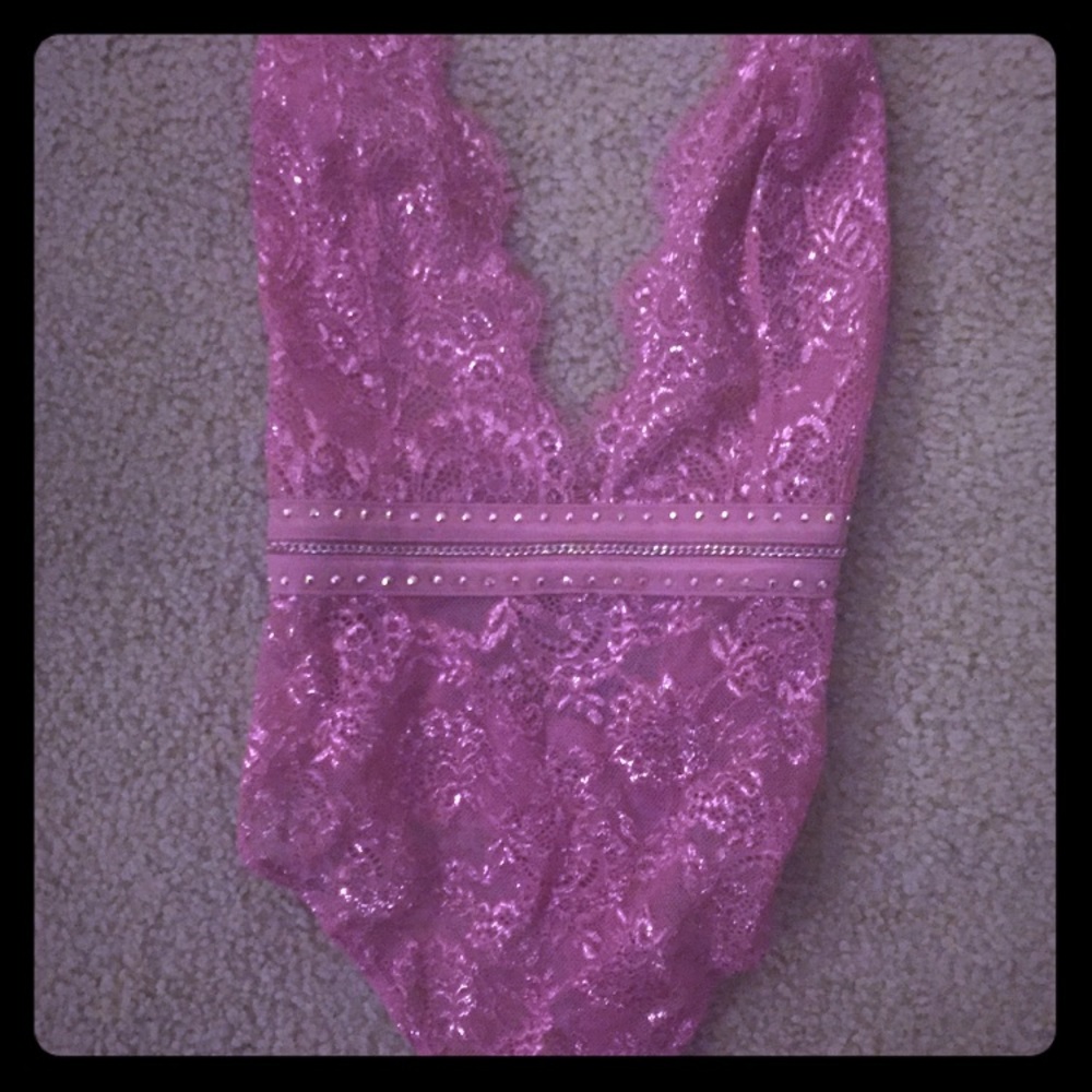 Victoria’s Secret Pink Sequin Teddy w/Rhinestones